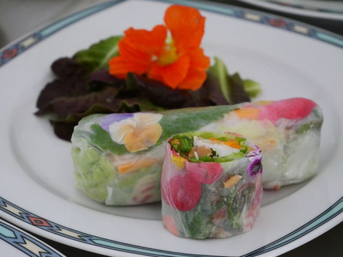 Rouleau de printemps à la truite fumée